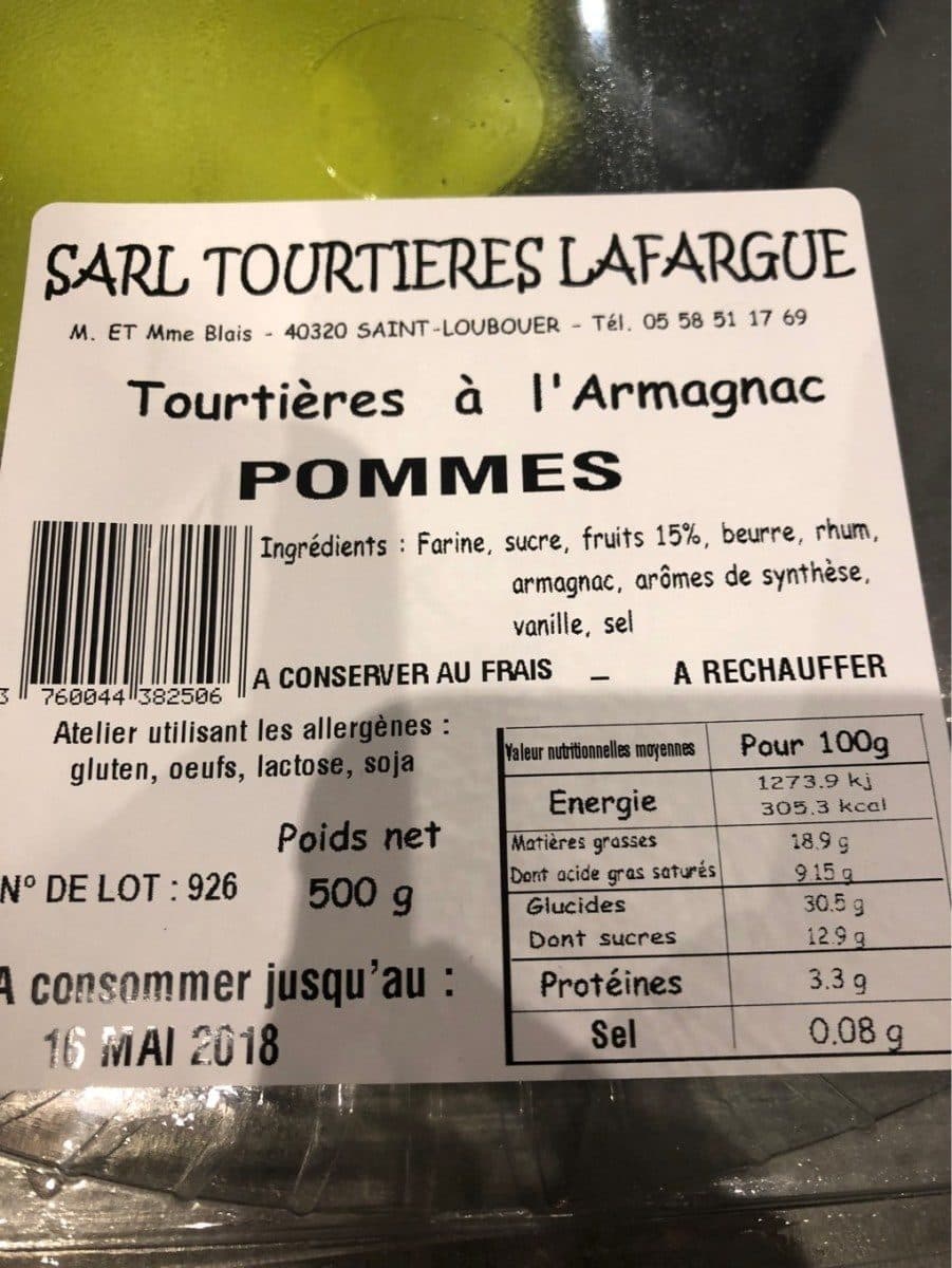Open Food Facts Tourtiere a l'armagnac packshot