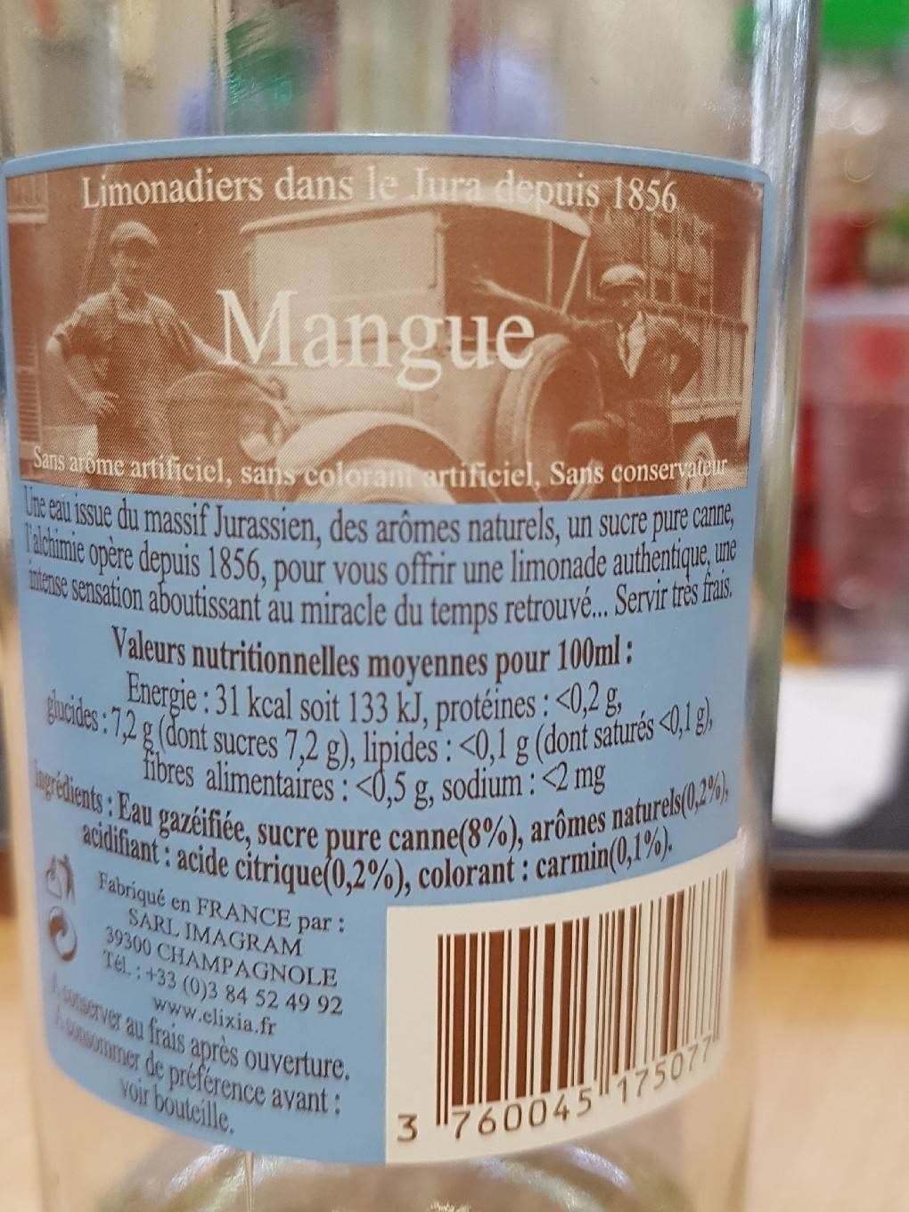 Elixia Limonade mangue packshot