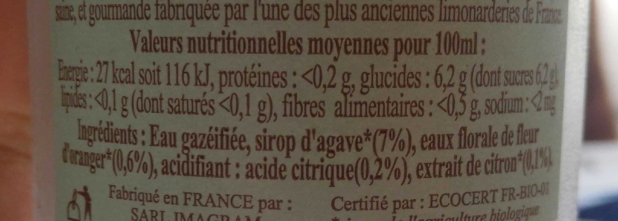 Elixia Elixia Limonade Artisanale Bio au sirop d'Agave packshot
