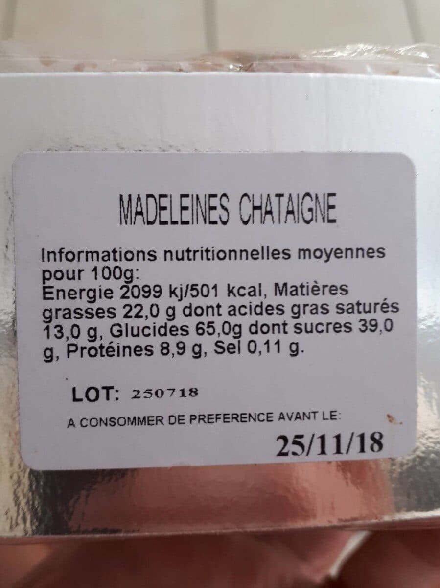Open Food Facts Mini madeleines à la farine de châtaigne packshot