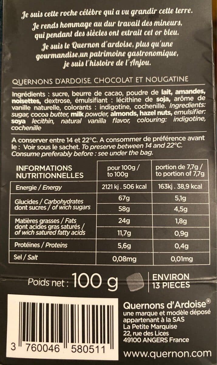 QUERNONS D'ARDOISE Quernon d'ardoise chocolat et nougatine packshot
