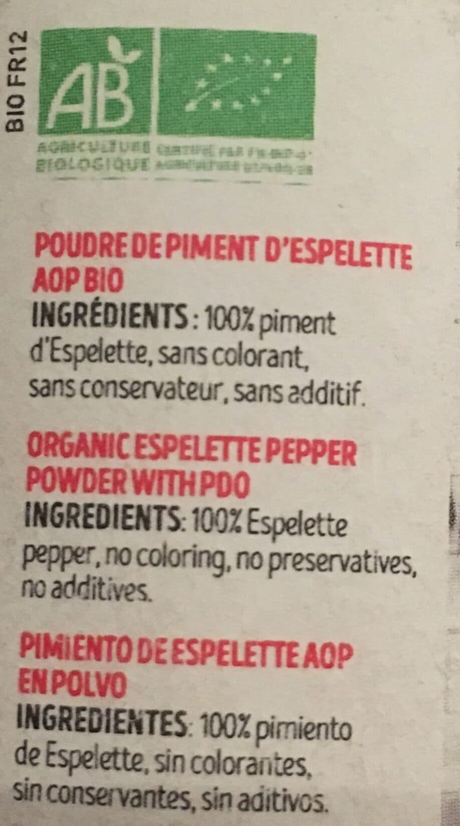 Maison Arostéguy Poudre De Piment D'espelette Bio packshot