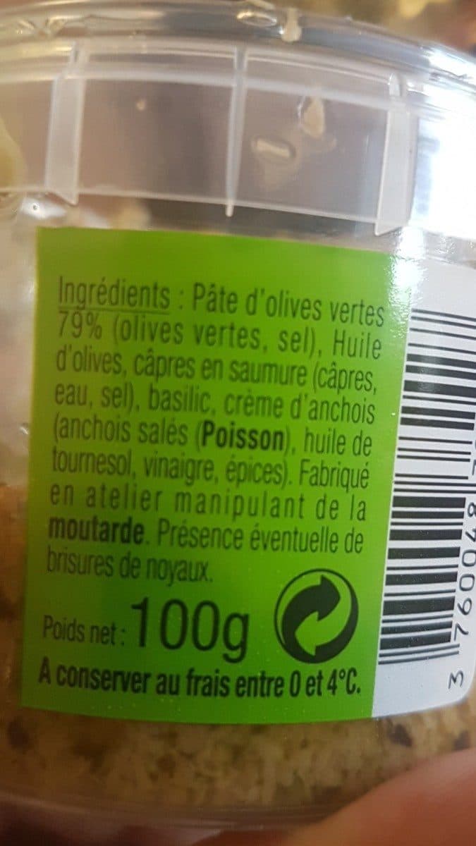 LA NIÇOISE Tapenade d'olives vertes, 100g packshot