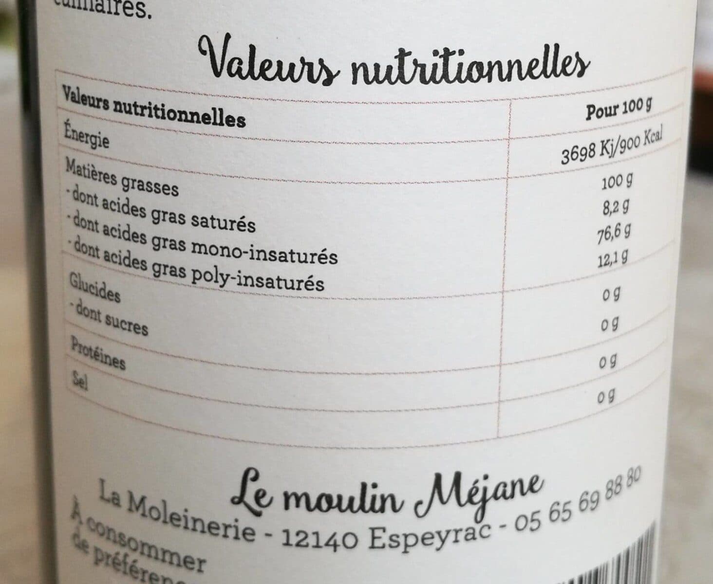 Moulin Méjane Huile de noisette vierge packshot