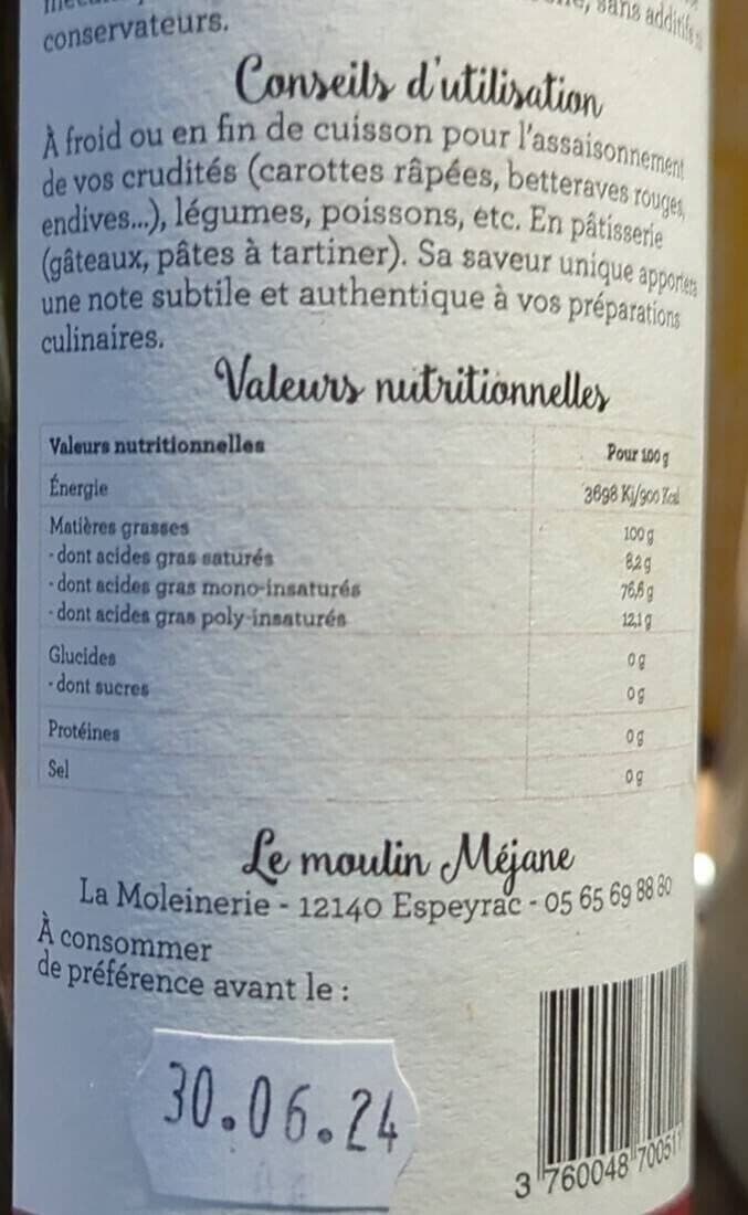 Open Food Facts Huile de noisette vierge packshot