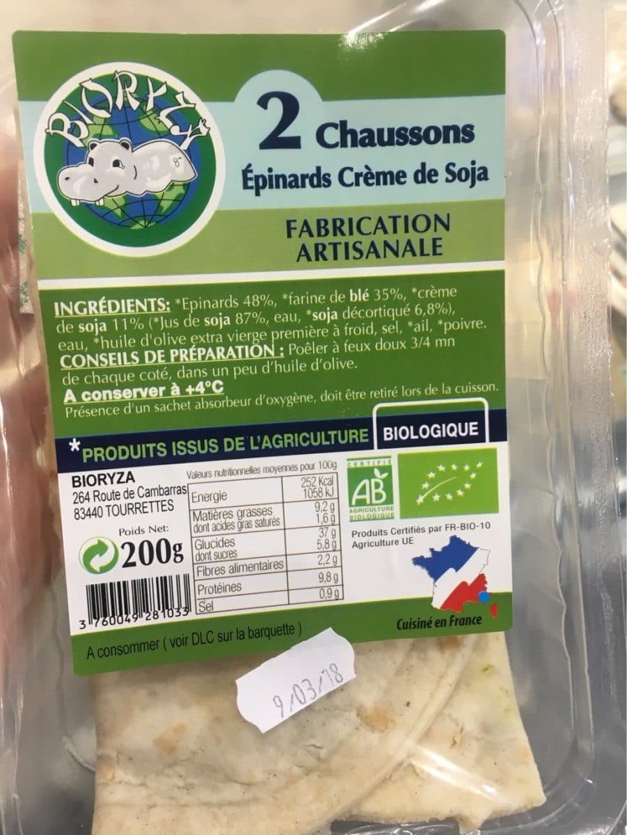 Open Food Facts 2 chaussons epinard creme de soja packshot