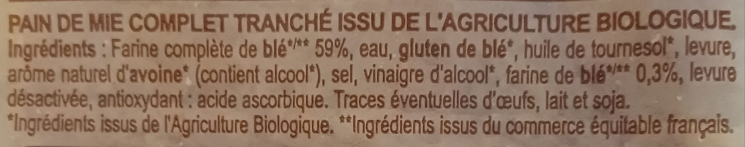 Bien PAIN MIE SANDWICH BIO* COMPLET Sans sucres ajoutés 500G packshot