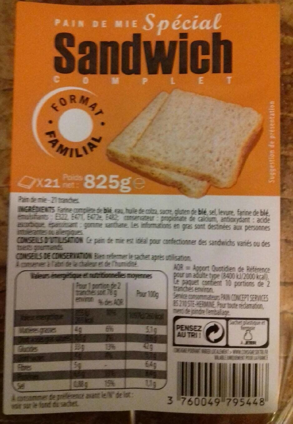Leader Price Pain de mie spécial sandwich complet packshot