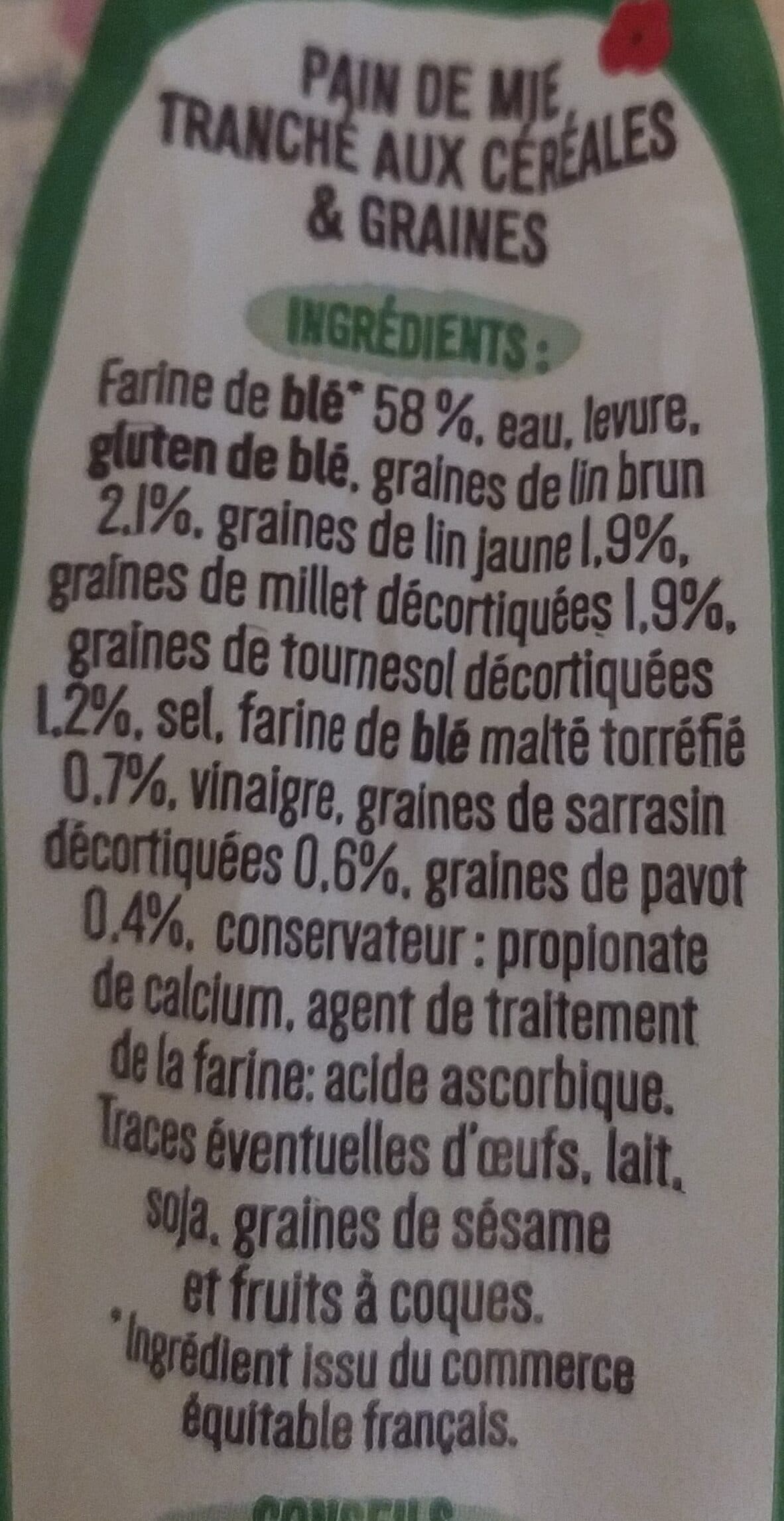 La Boulangère Pain de mie grandes tranches Toastiligne céréales & graines 500g packshot