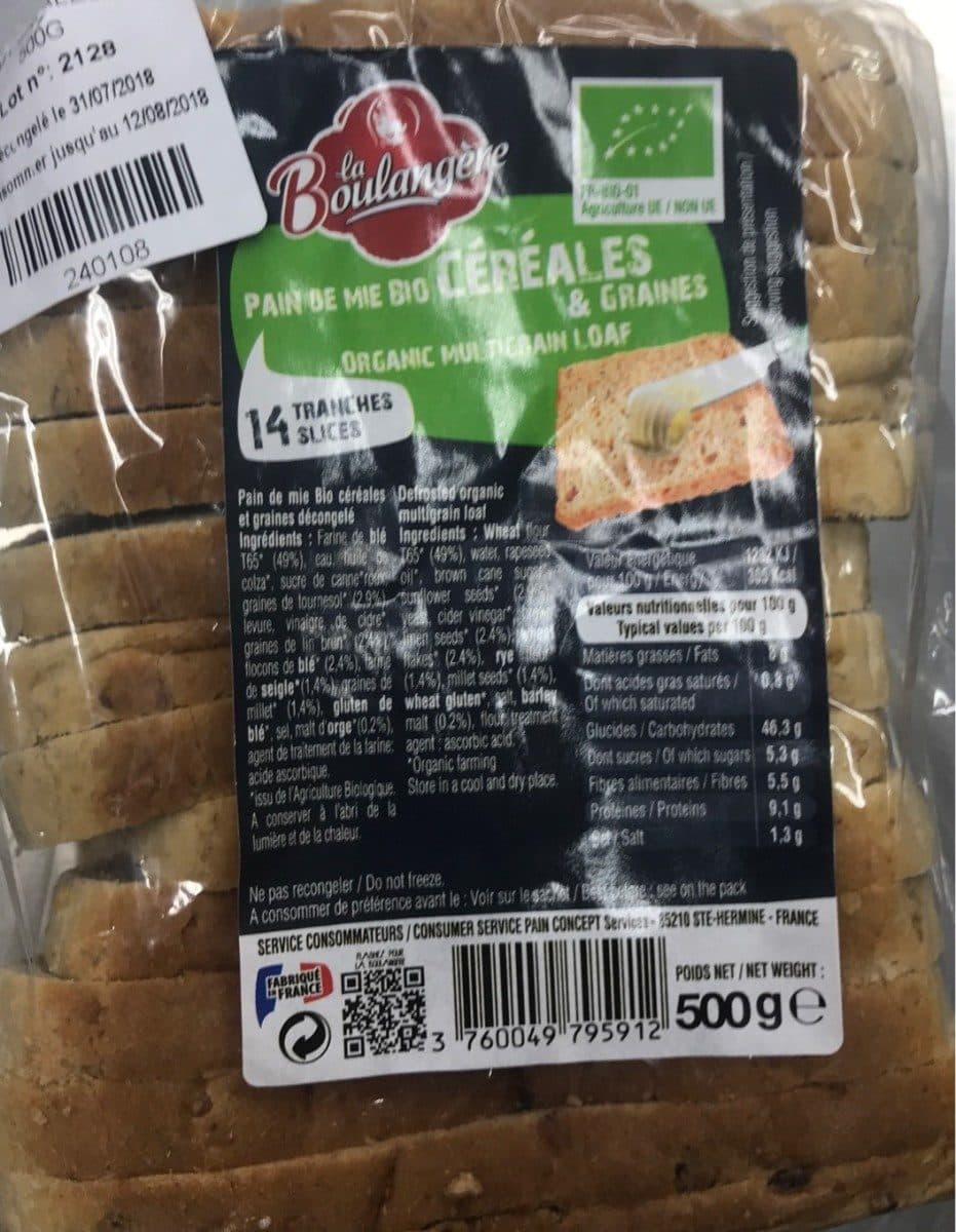 La Boulangère Pain de mie bio Cereales et graines packshot