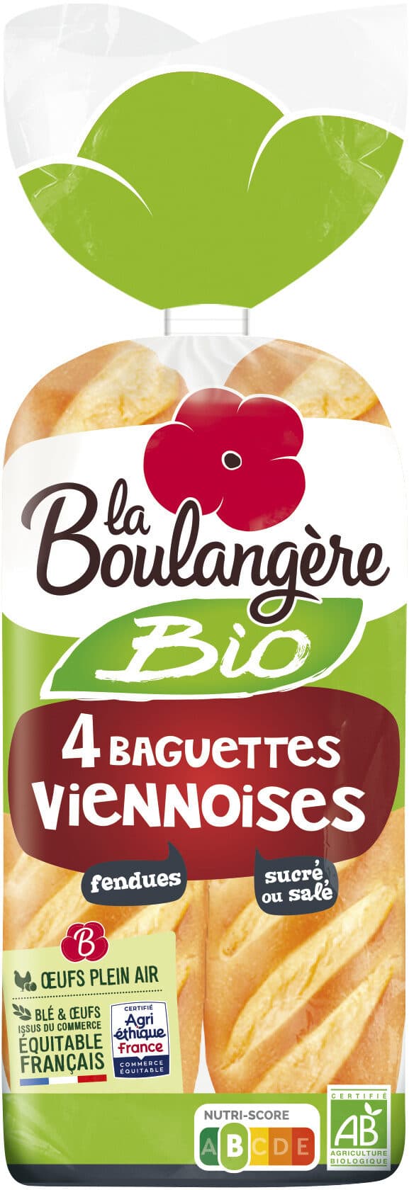 La Boulangère 4 baguettes viennoises bio 340g packshot