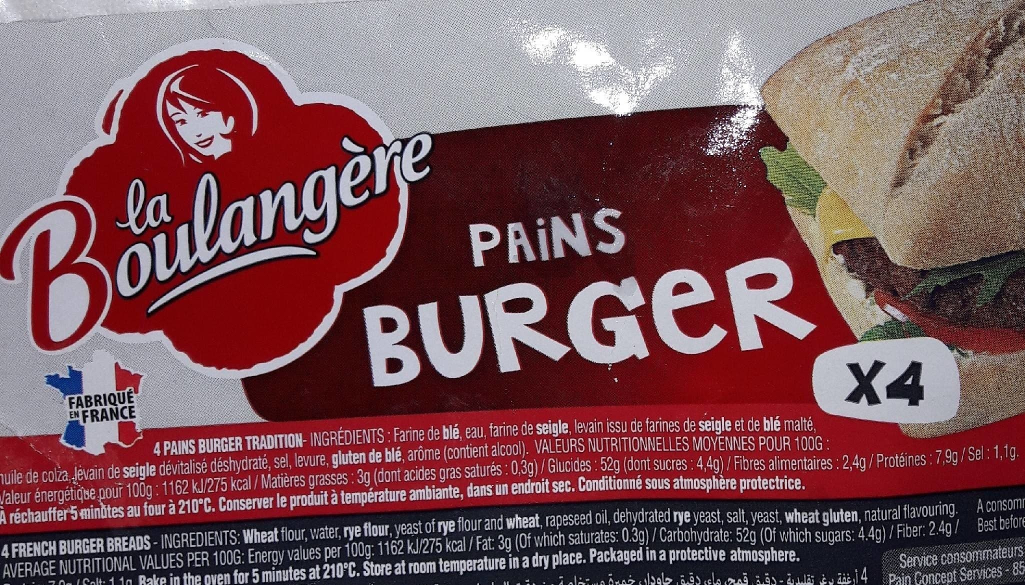 La Boulangère Pains burger x4 packshot