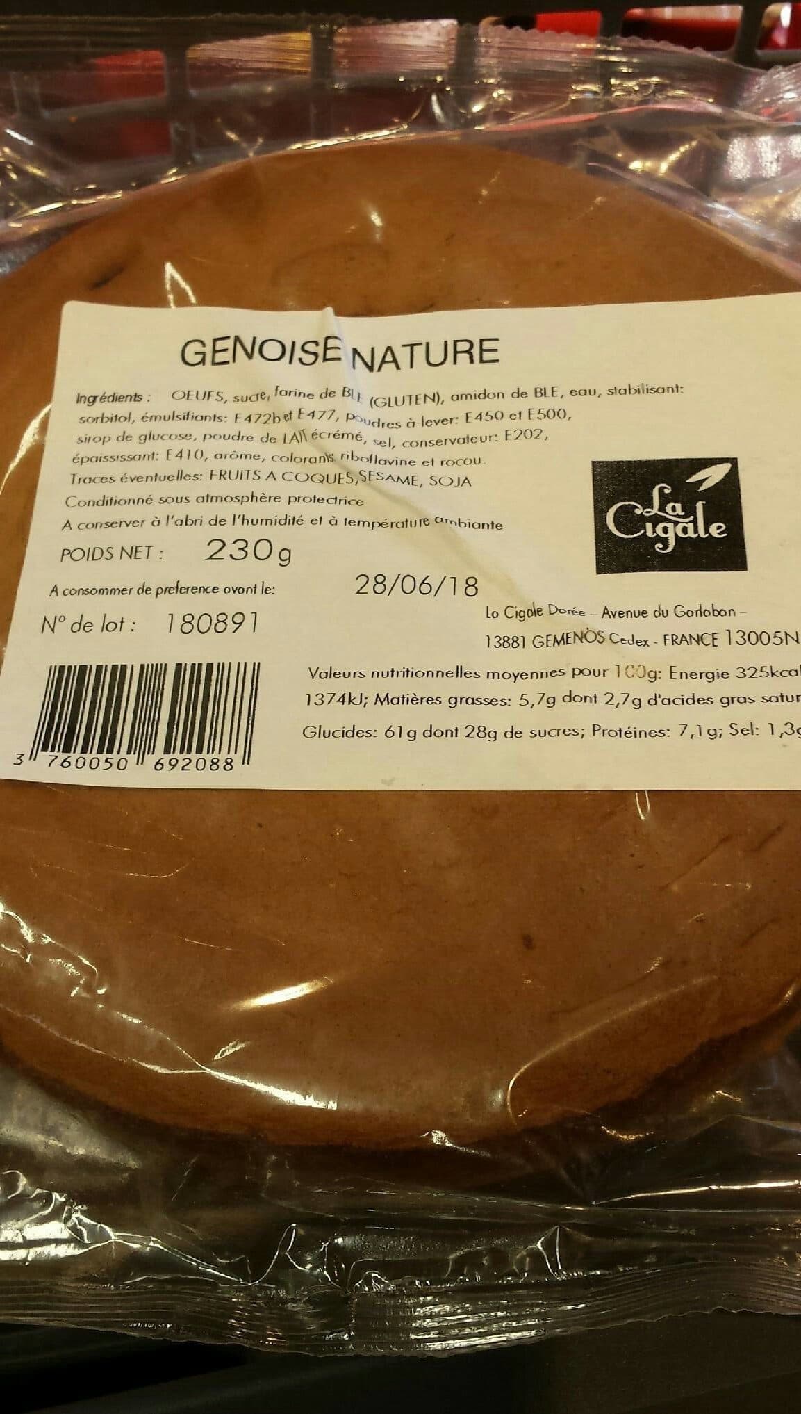 Open Food Facts Génoise nature packshot