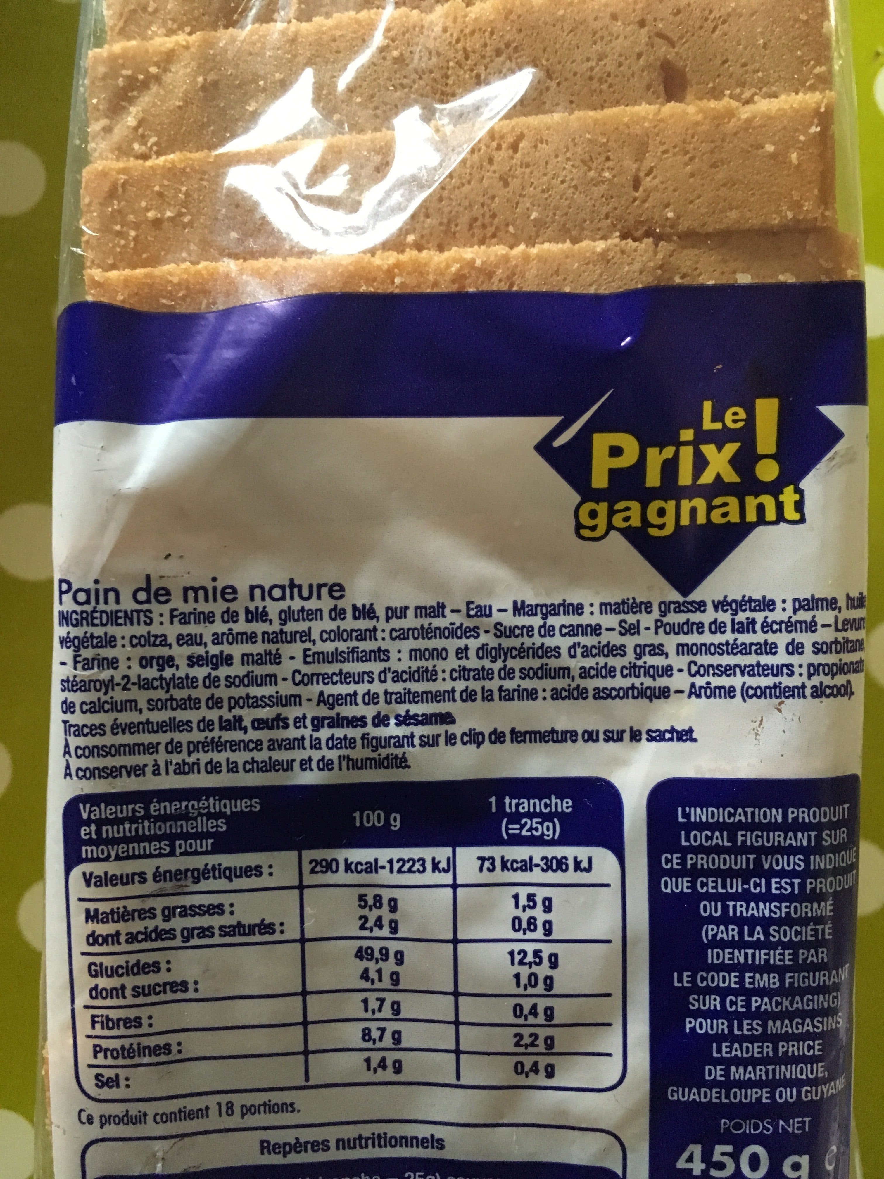 Le Prix Gagnant Pain De Mie packshot