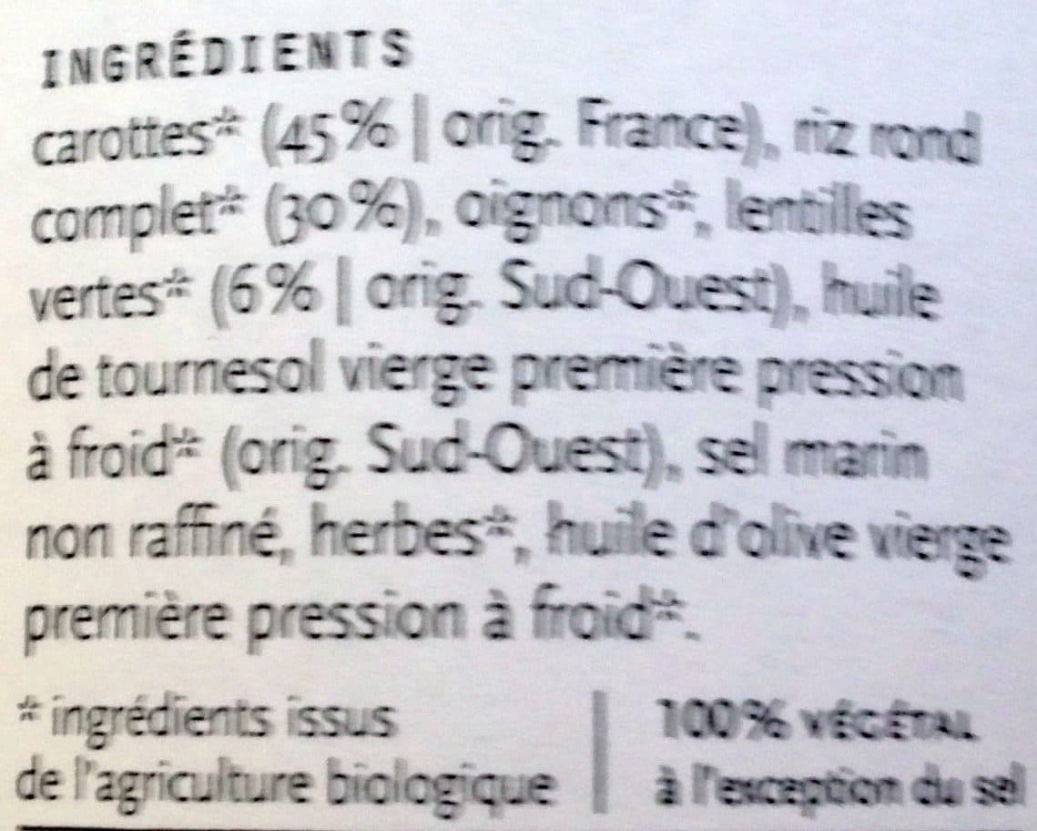 Karine & Jeff Riz lentilles et carottes packshot