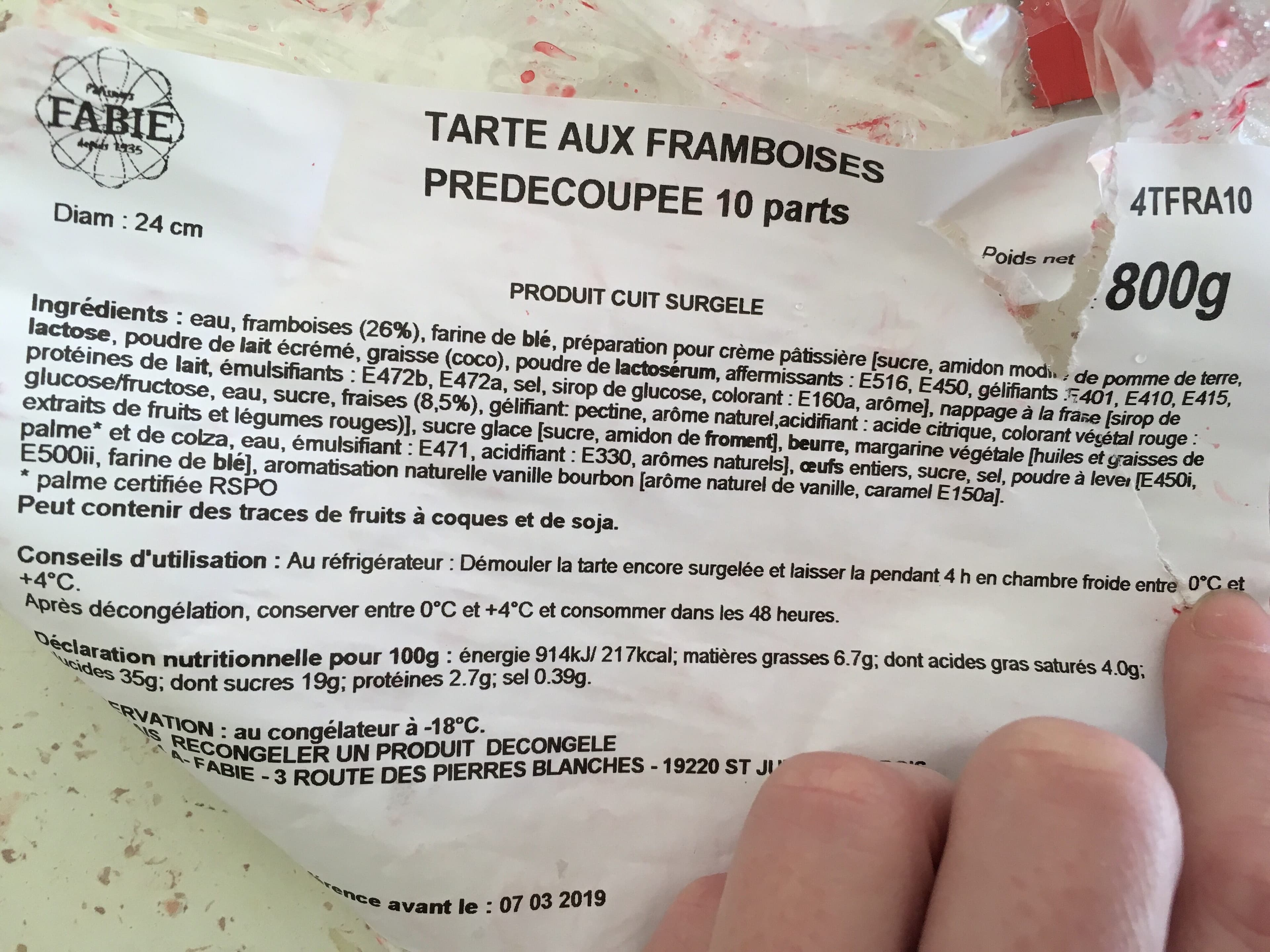Fabie Tarte aux framboises packshot
