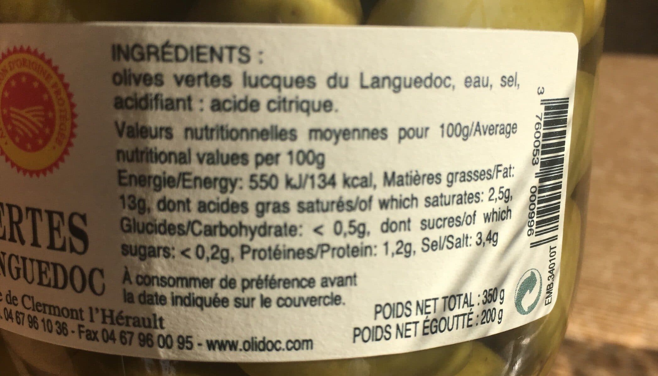 Open Food Facts Olives vertes lucques du lanquedoc packshot