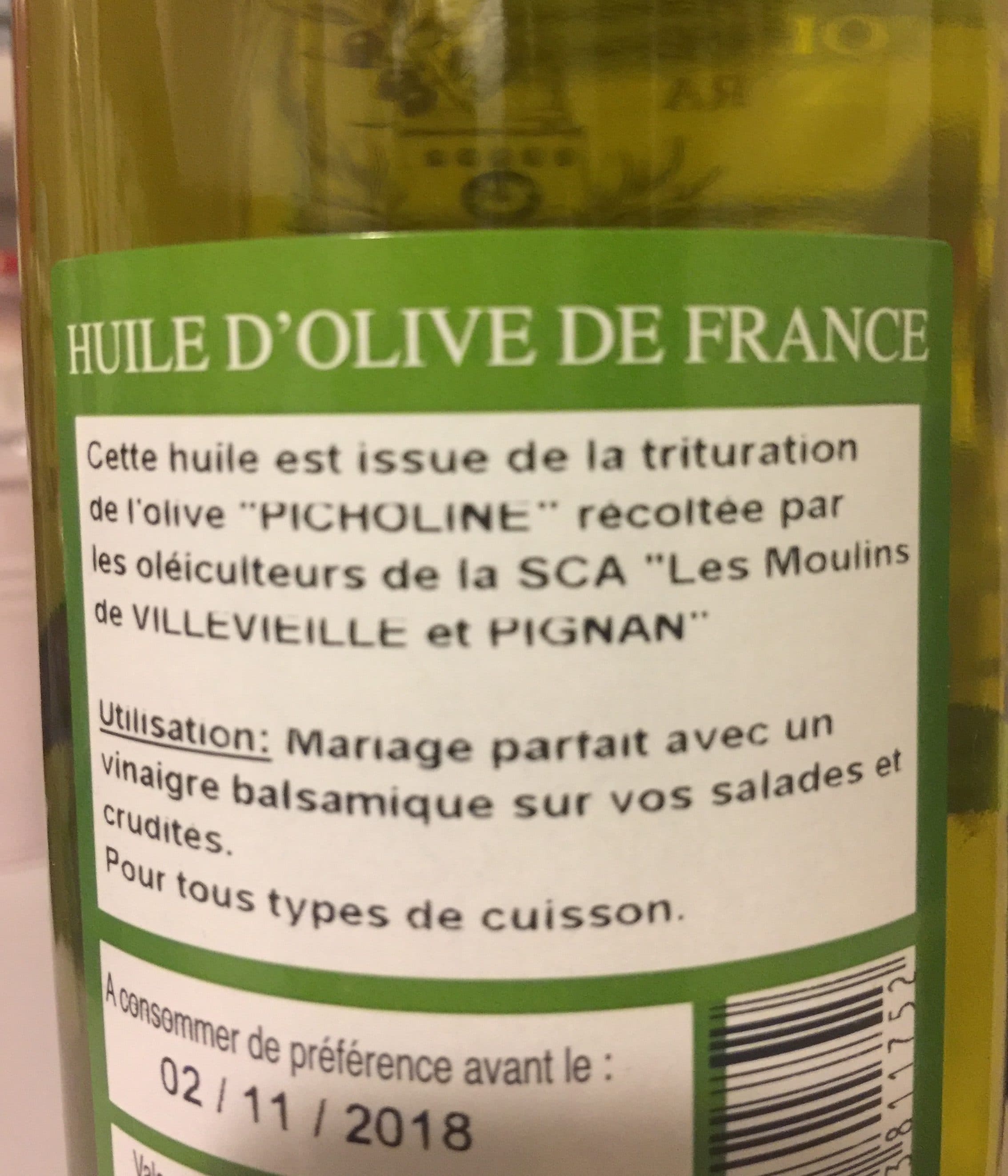 Le Moulin De Villevieille Huile d’olive picholine packshot