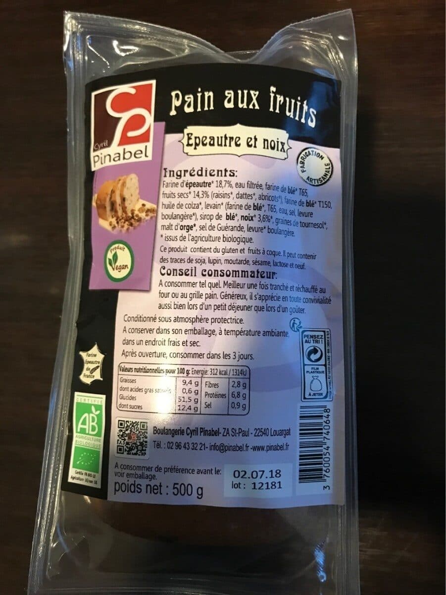 Cyril pinabel Pains Aux Fruits Epeautre Et Noix packshot
