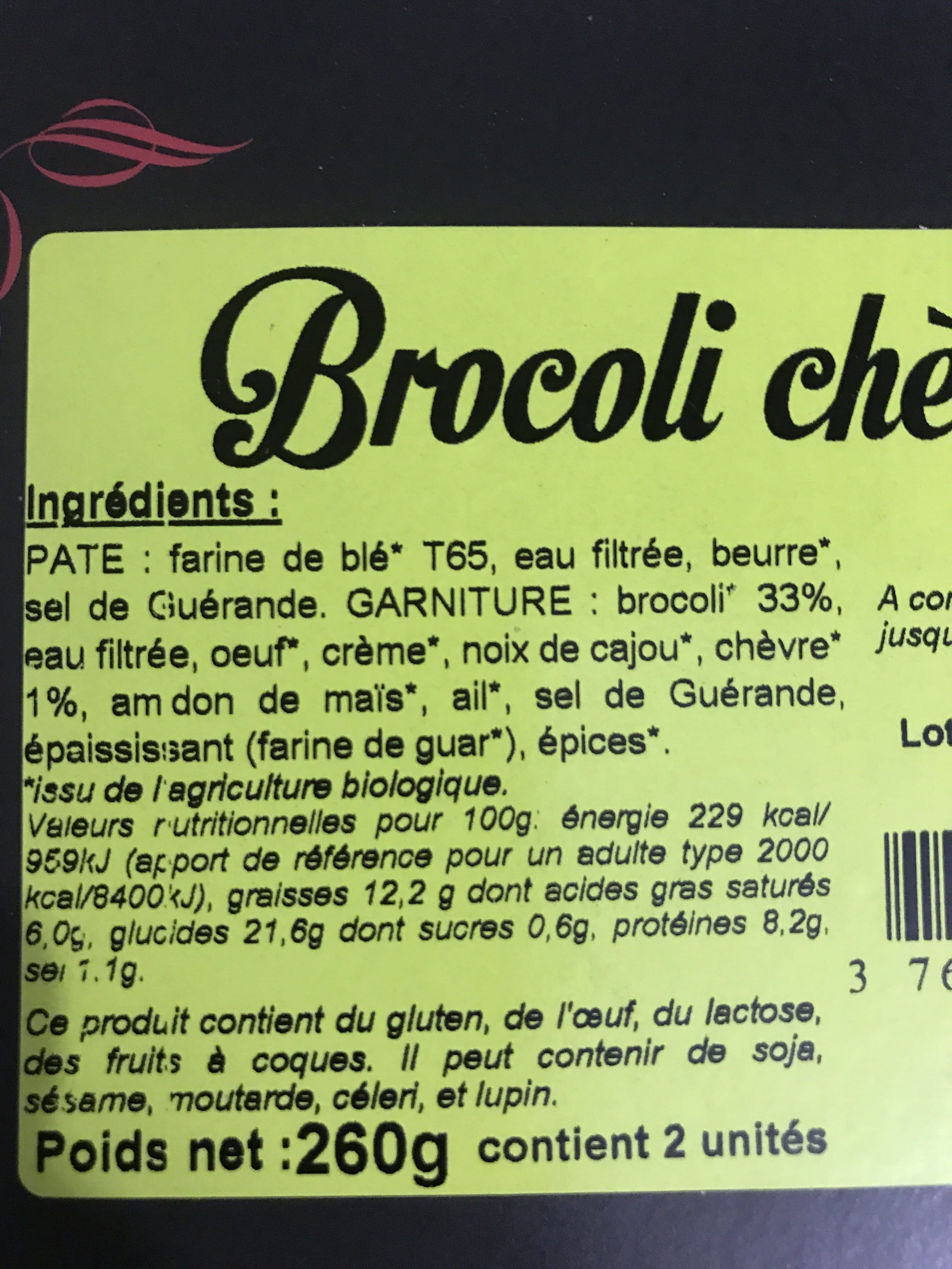 Cyril Pinabel La tartelette Brocoli chèvre packshot