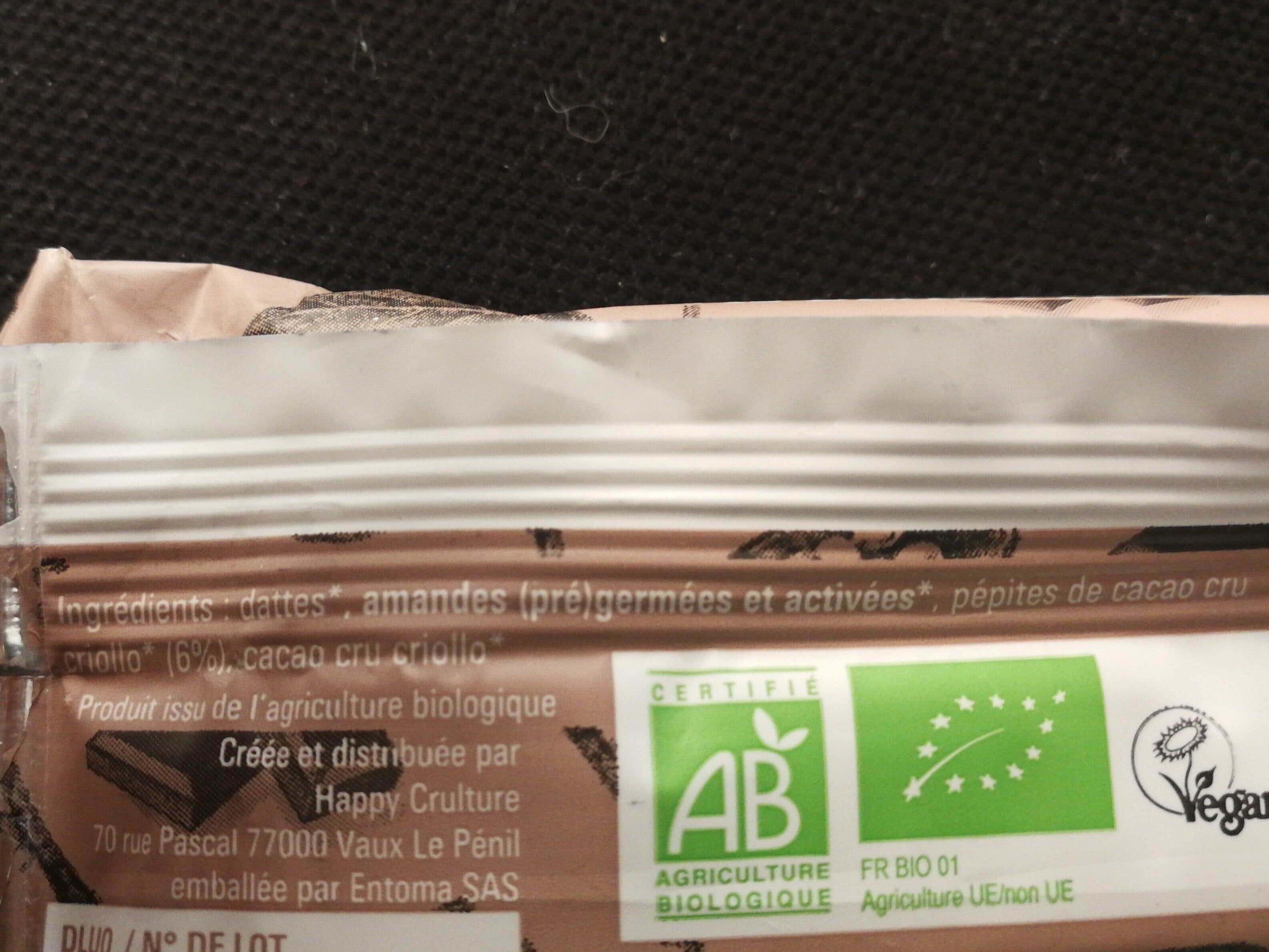 Happy Crulture La barre crue brawnie pépite de cacao packshot