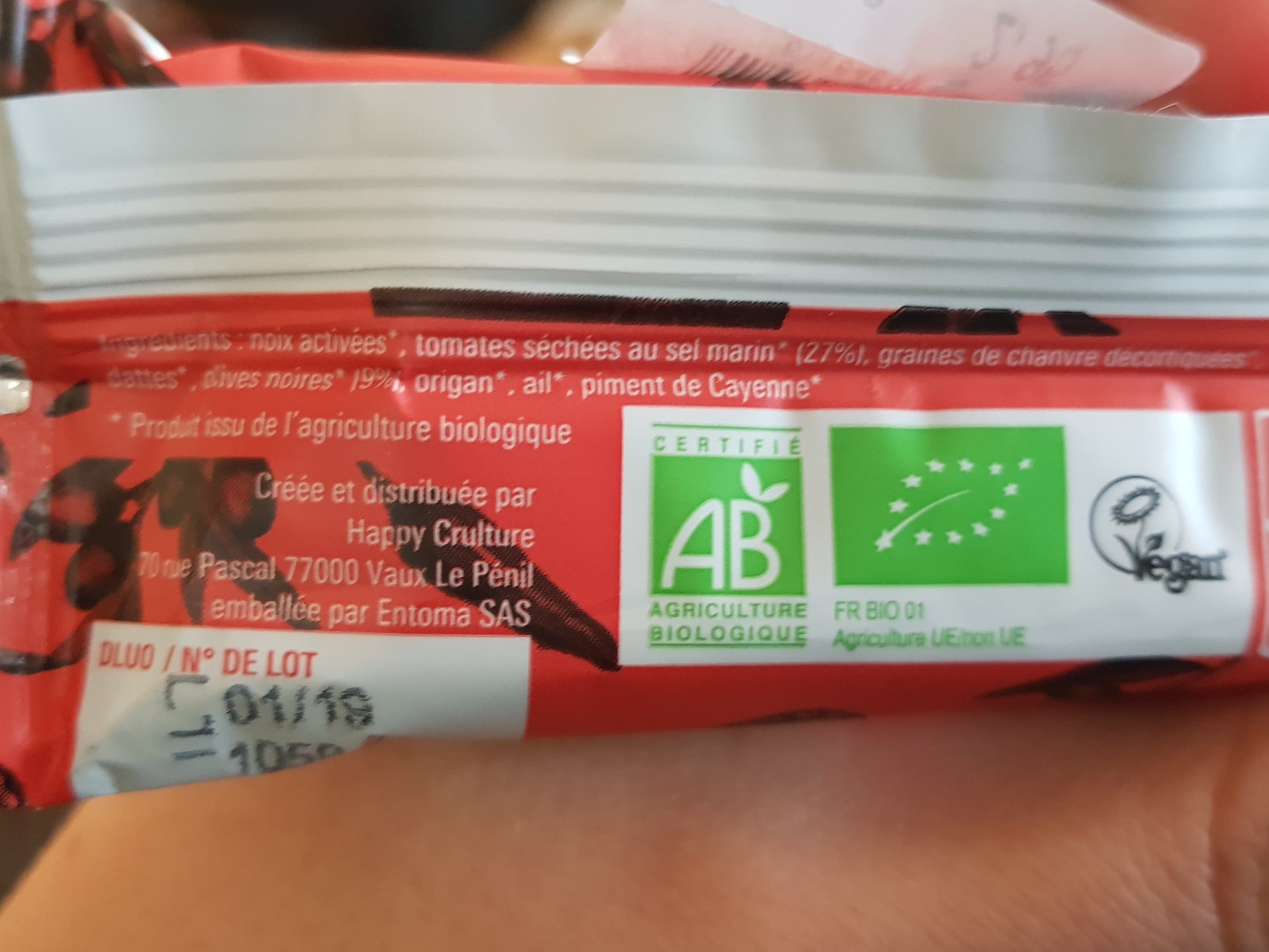 Happy Crulture La barre crue salée tomates séchées & olives noires packshot