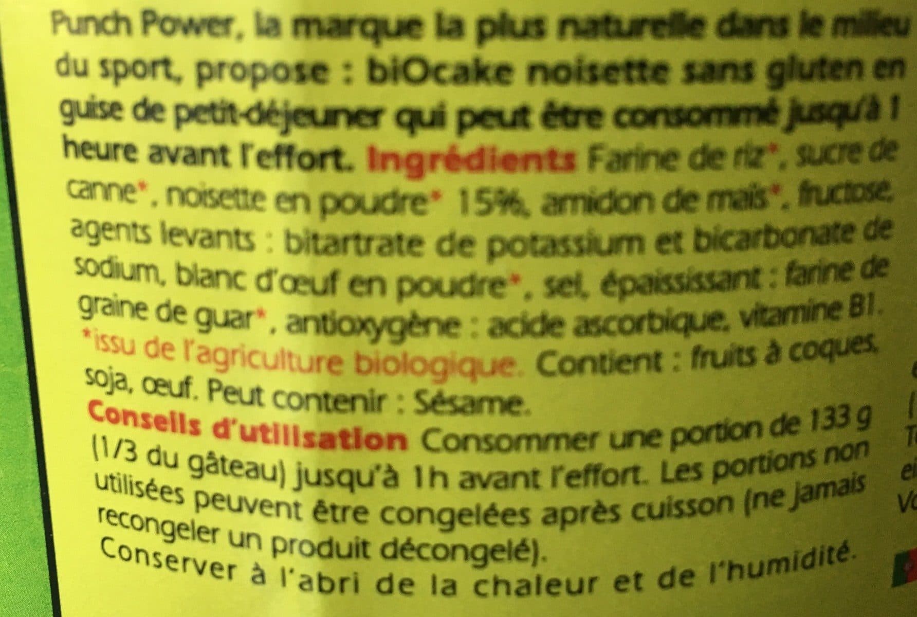 Punch power Bio Cake Noisette - 400 G - Punch Power packshot