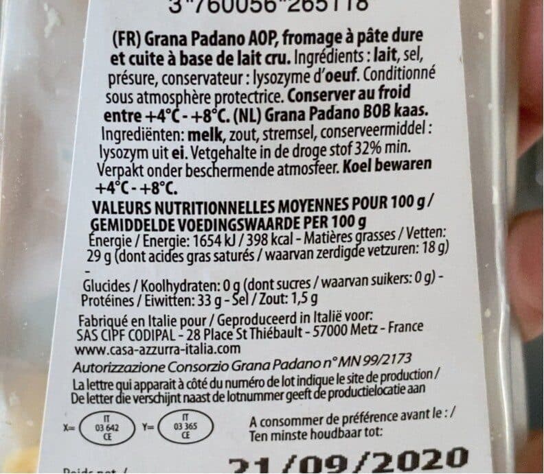 Casa Azzurra Grana padano packshot