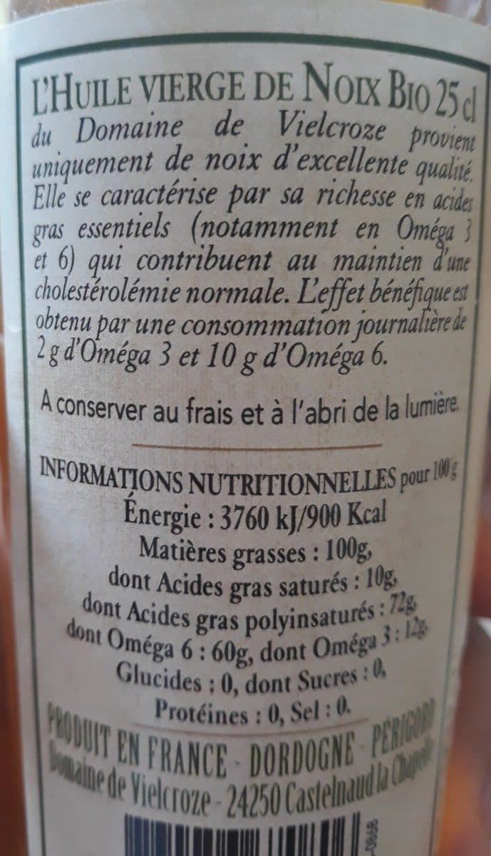 Moulin de Vielcroze Huile vierge de noix bio packshot