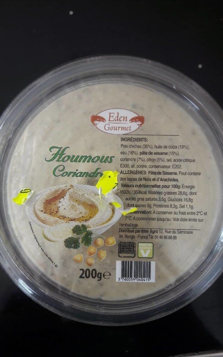 Eden gourmet Houmous Coriandre, packshot