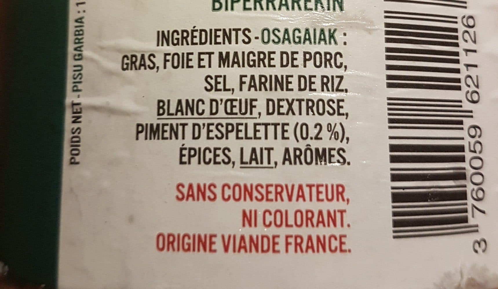 Open Food Facts Pâté basque au piment d espelette packshot
