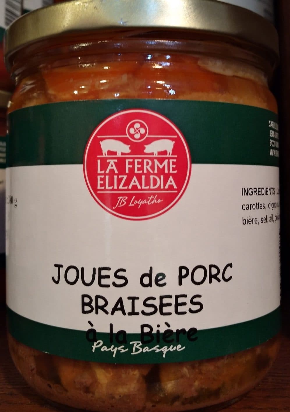 La Ferme Elizaldia Joues de Porc Braisées à la Bière packshot