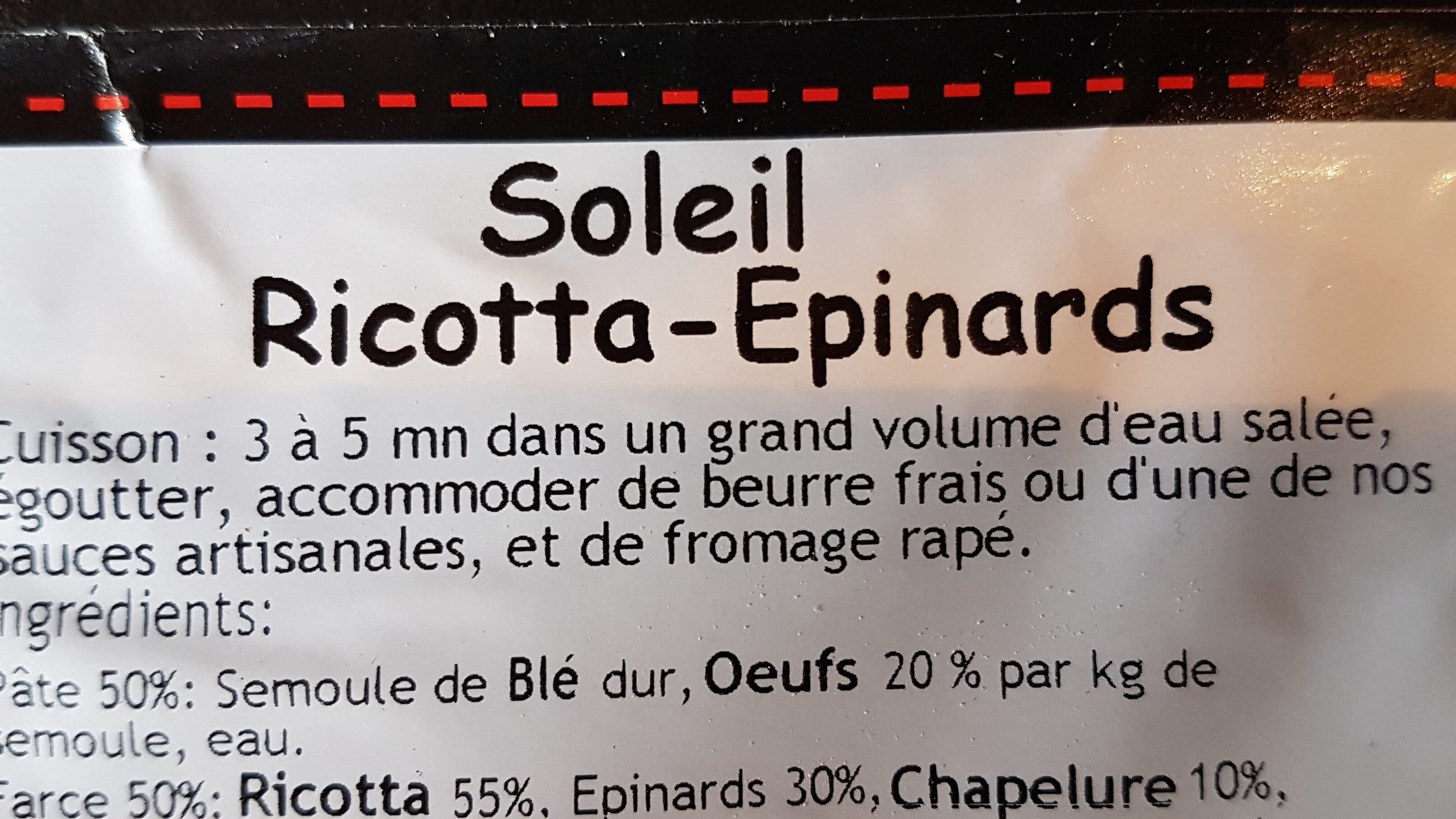 Daminiani Pâtes Soleil Ricotta Épinards packshot