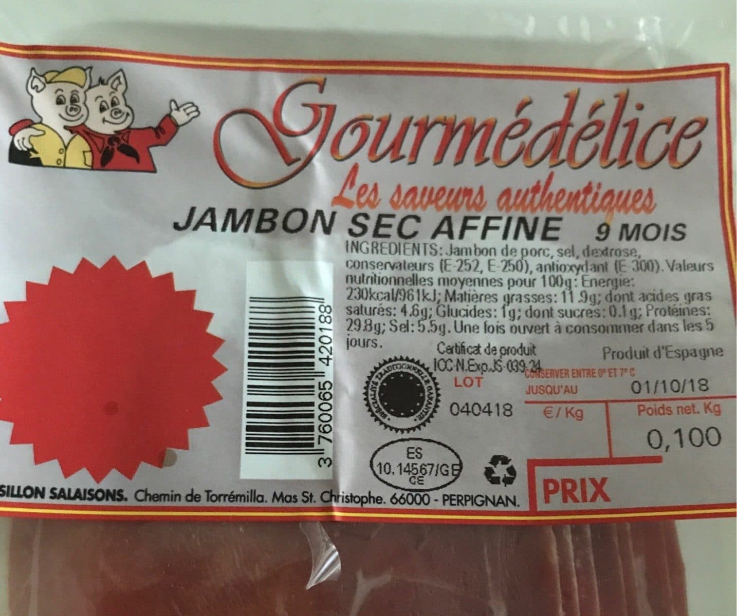 Open Food Facts Jambon sec packshot