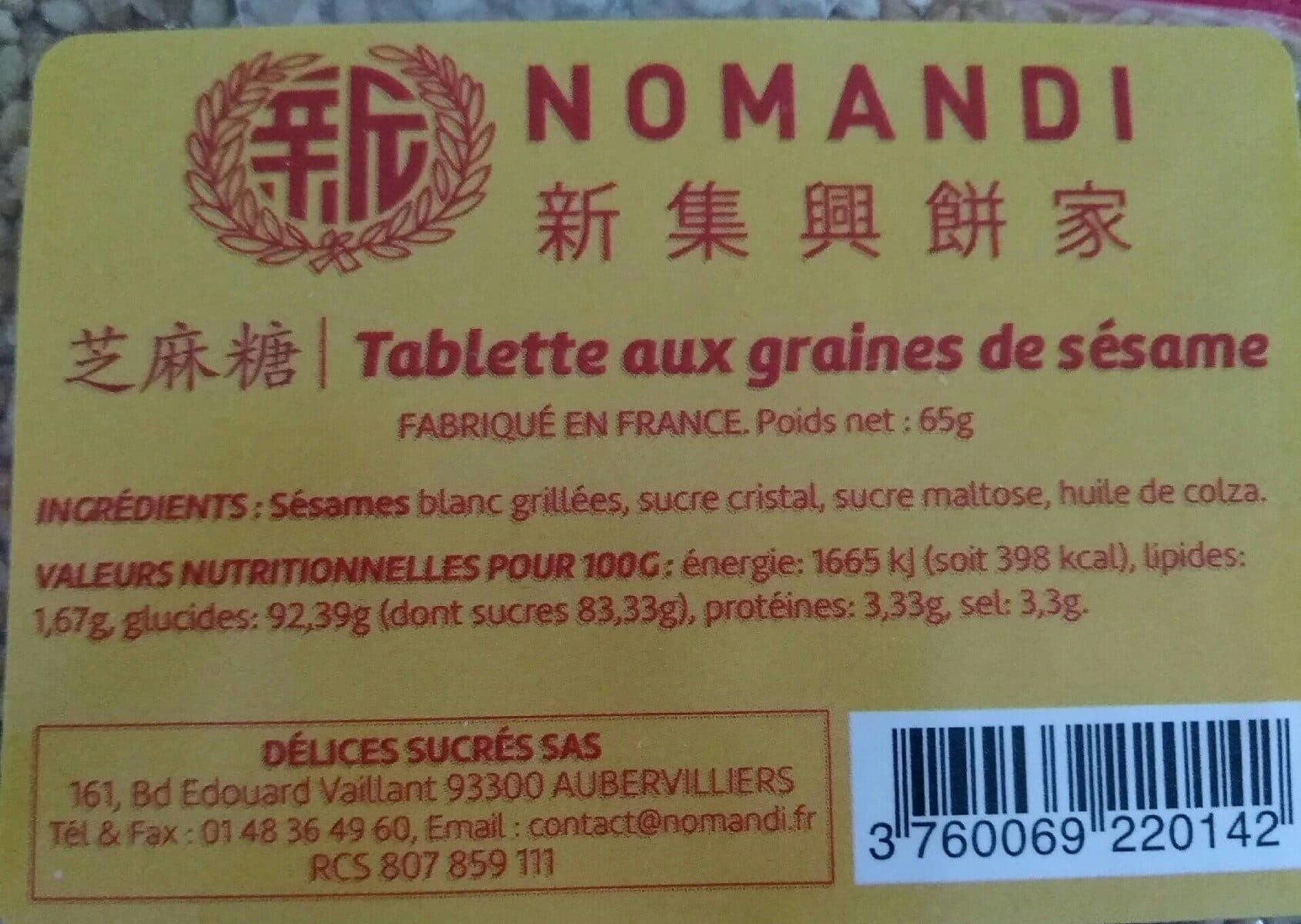 Nomandi Tablette aux graines de sésame packshot