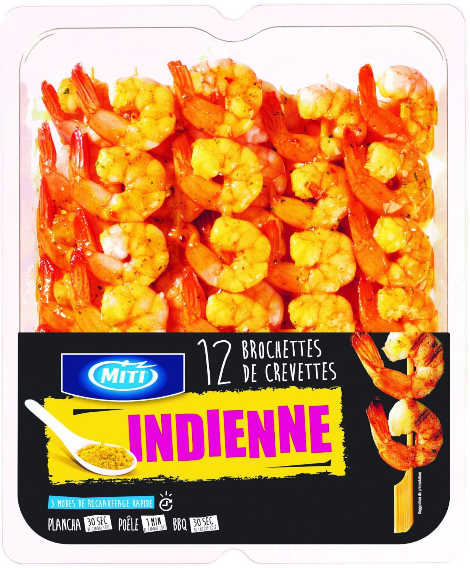 Miti 12 brochettes de crevettes indienne - 500g - Frais packshot