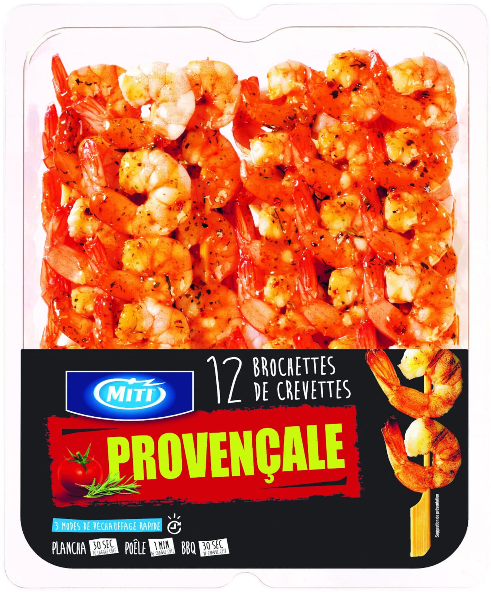 Miti 12 brochettes de crevettes provençale - 500g - Frais packshot