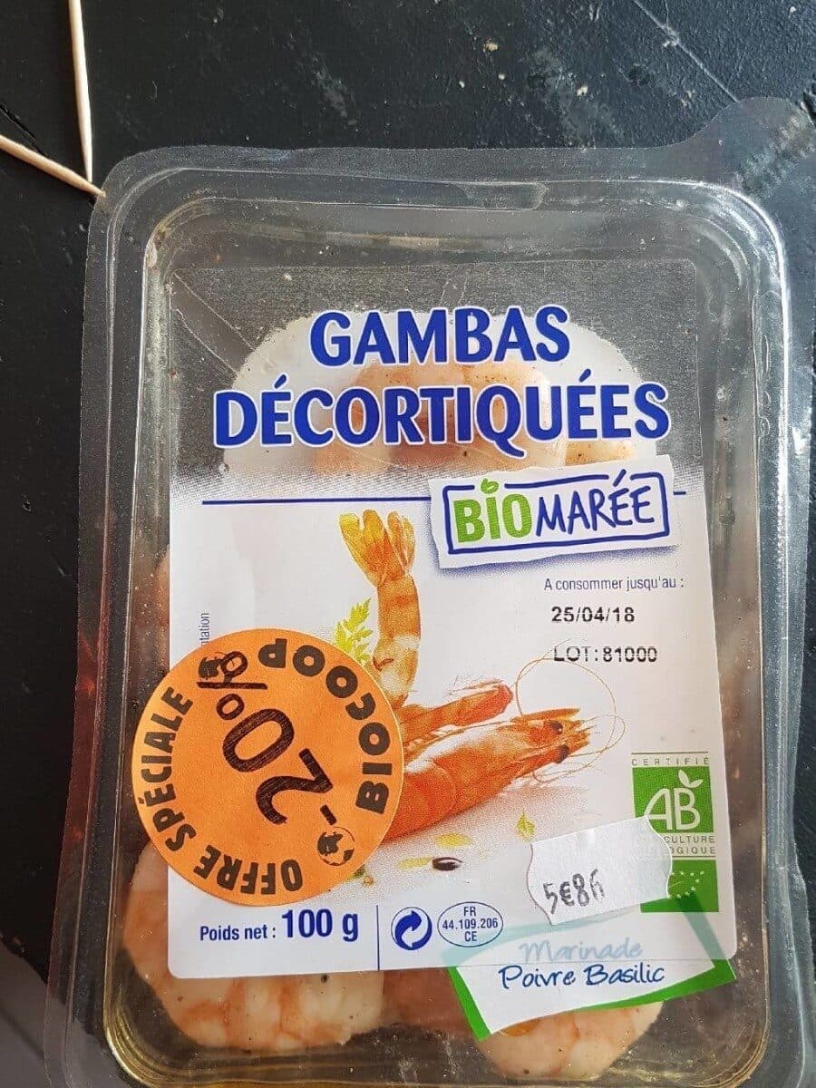 Bio Maree Gambas Cuites Basilique Et Poivre packshot