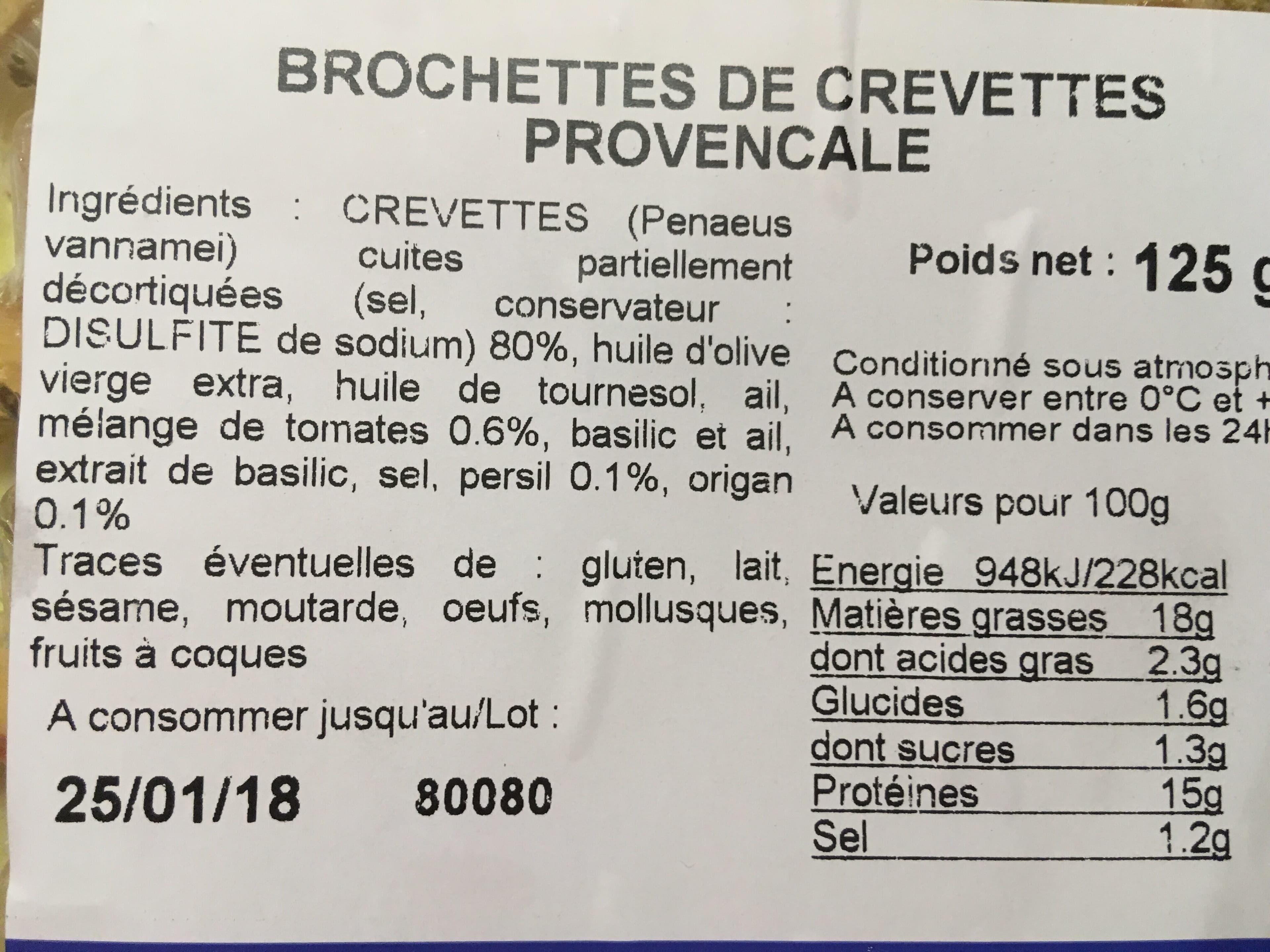 Miti Brochettes de crevettes Provençale tomate et aromates - 125g - Frais packshot
