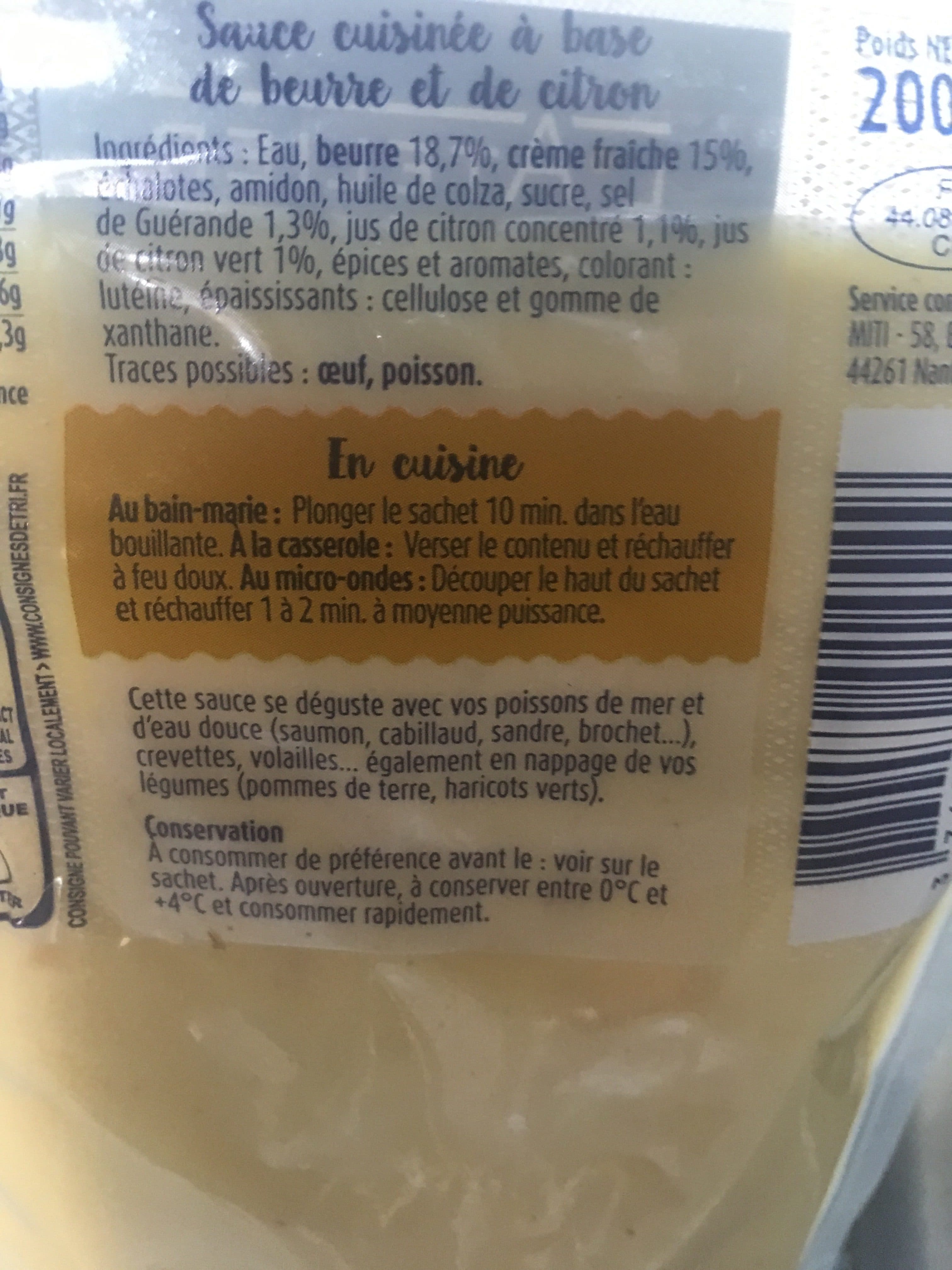 L’atelier Sauce beurre citron packshot