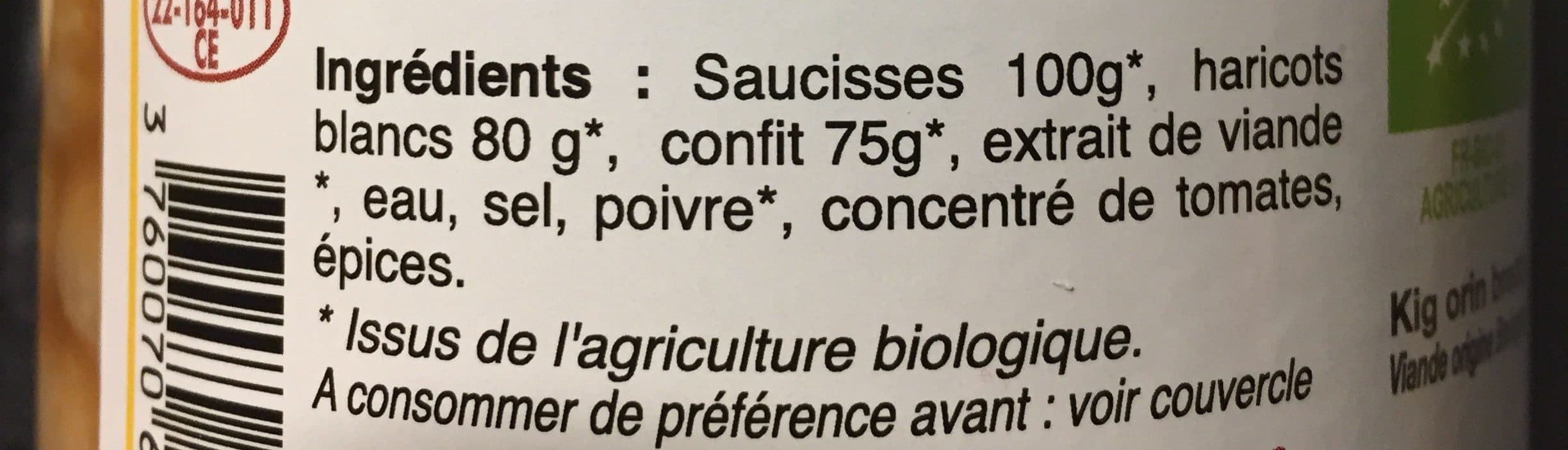 Open Food Facts Cassoulet au confit de porc packshot