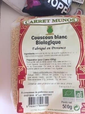 Carret Munos Couscous blanc biologique packshot