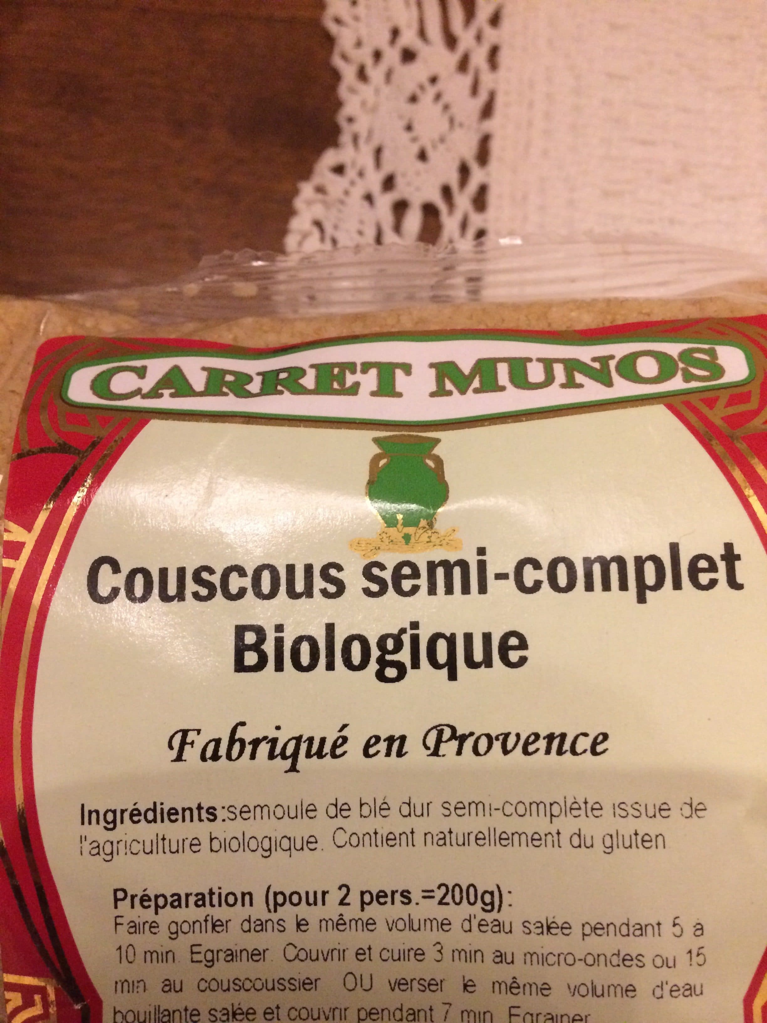 Carret Munos Couscous semi complet biologique packshot