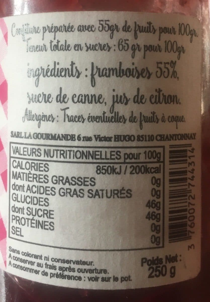 La Gourmande Vendée confiture framboises packshot
