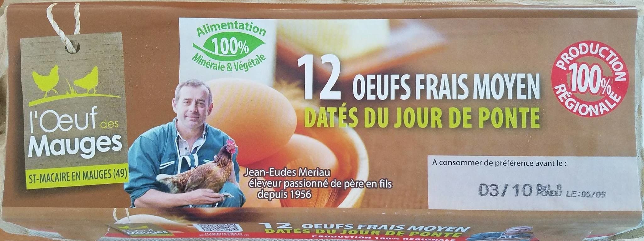 Open Food Facts 12 oeufs Frais moyen - L'oeuf Des Mauges packshot