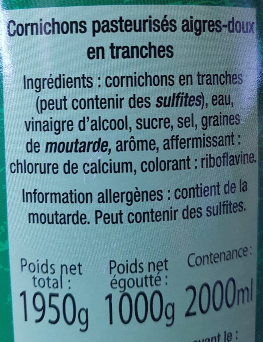 Open Food Facts Cornichons en tranches - aigresdoux packshot