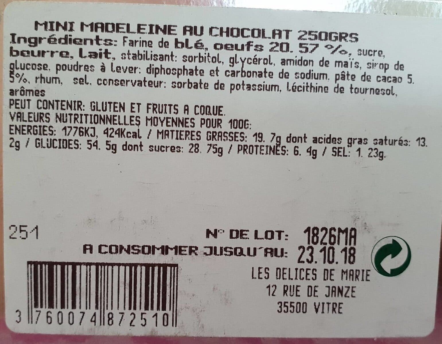 Les Délices de Marie Mini Madeleine Chocolat packshot