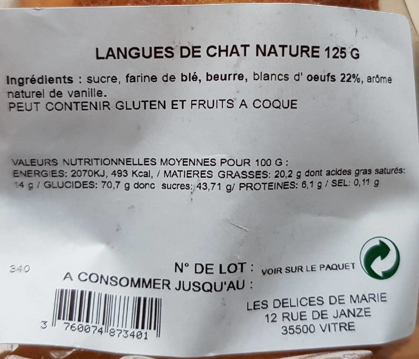 les délices de marie Langue de chat packshot