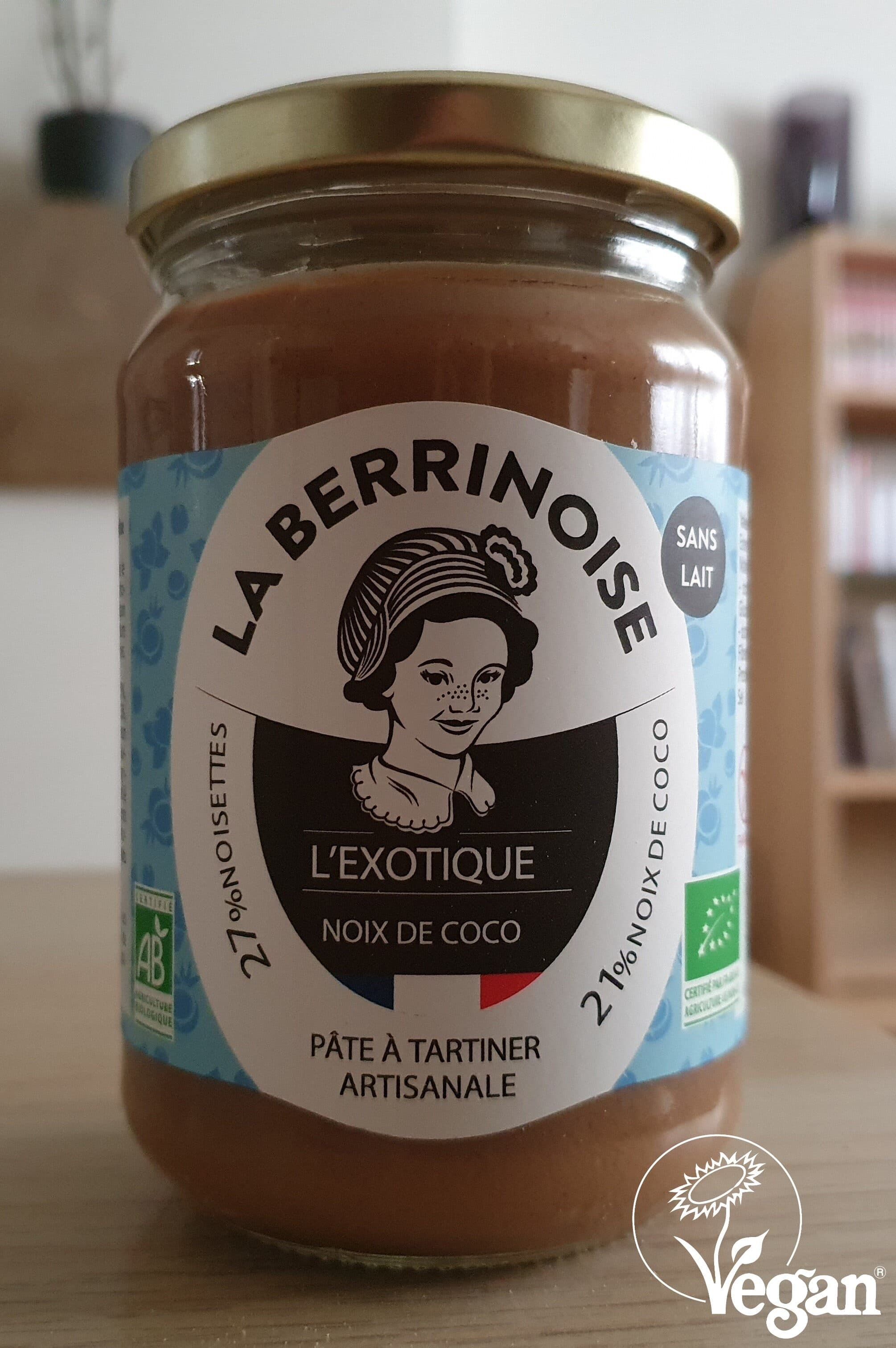 La Berrinoise Pâte à tartiner noisettes et noix de coco packshot