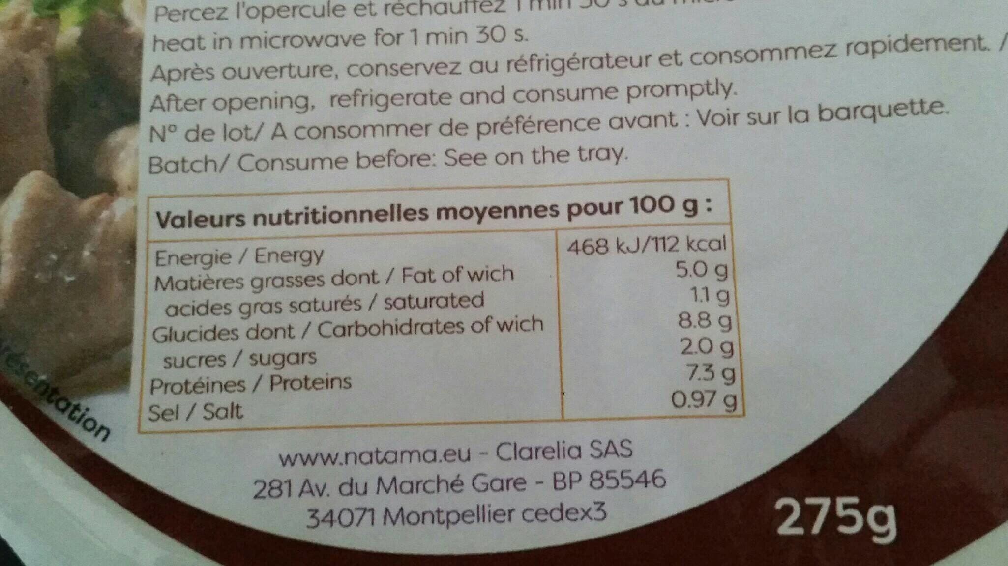 Open Food Facts Fricassée de dinde au basilic packshot